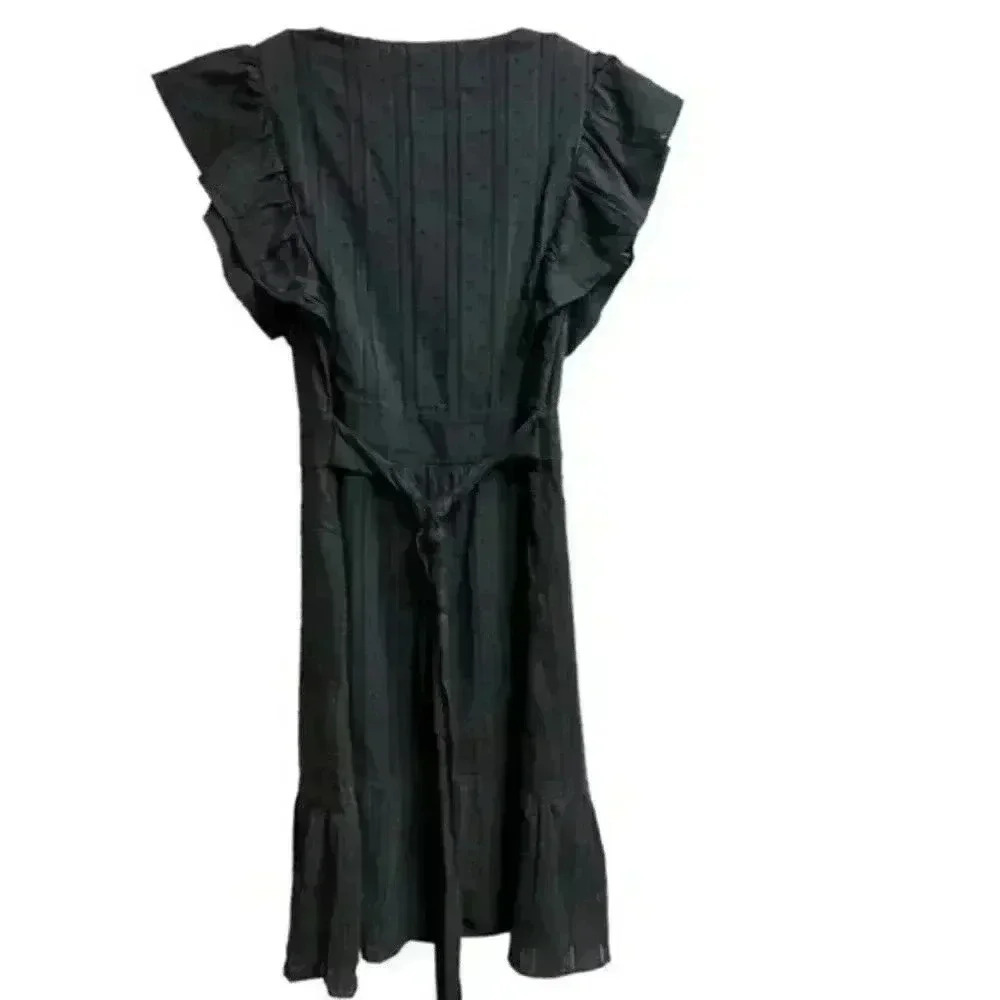 Lulu's Daydreaming Of You Black Swiss Dot Button Front Mini Dress - Picture 7 of 10